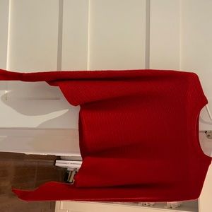 cherry red color crop top sweater